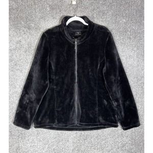 32 Degrees Heat Full Zip Thick Soft Fleece Mock Neck Jacket Womens Size XL Black